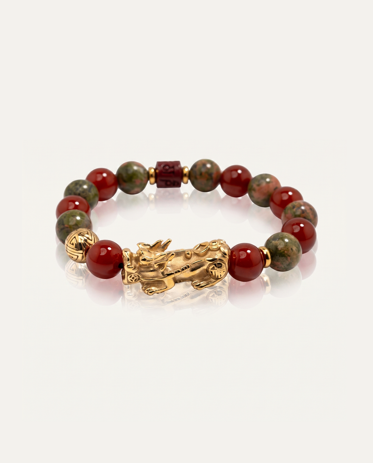 Fortune Charm | Pixiu Unakite & Red Agate Bracelet photo 2