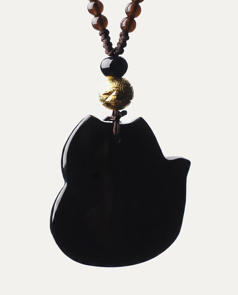 Fox Obsidian Pendant Necklace