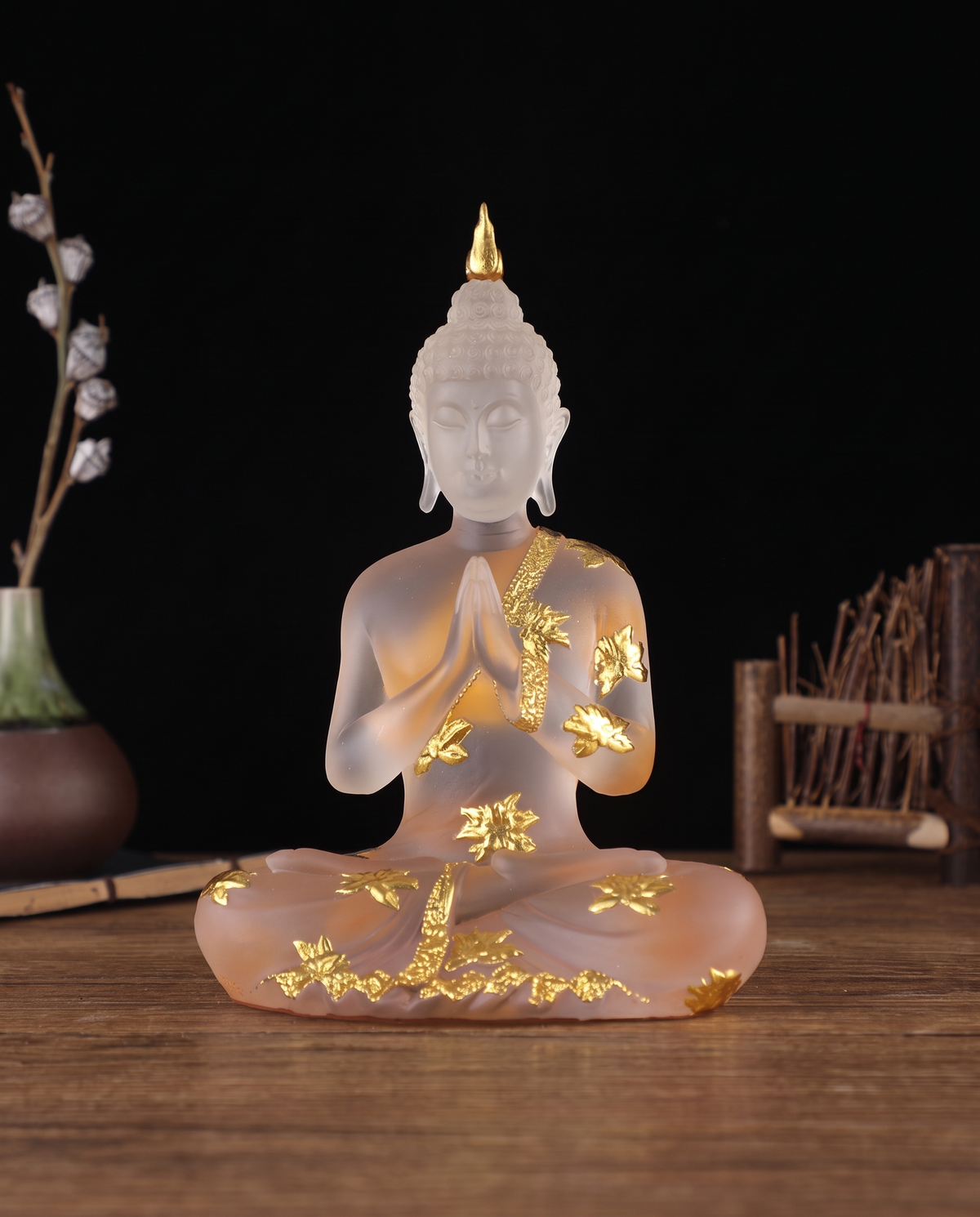 Frosted White Seated Buddha photo 2