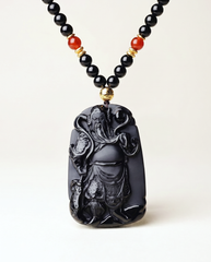 guan kong obsidian pendant necklace