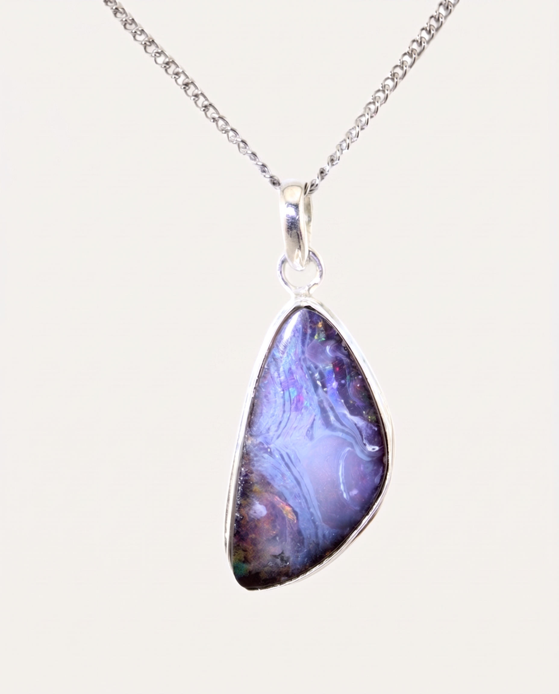 river flame solid australian opal necklace