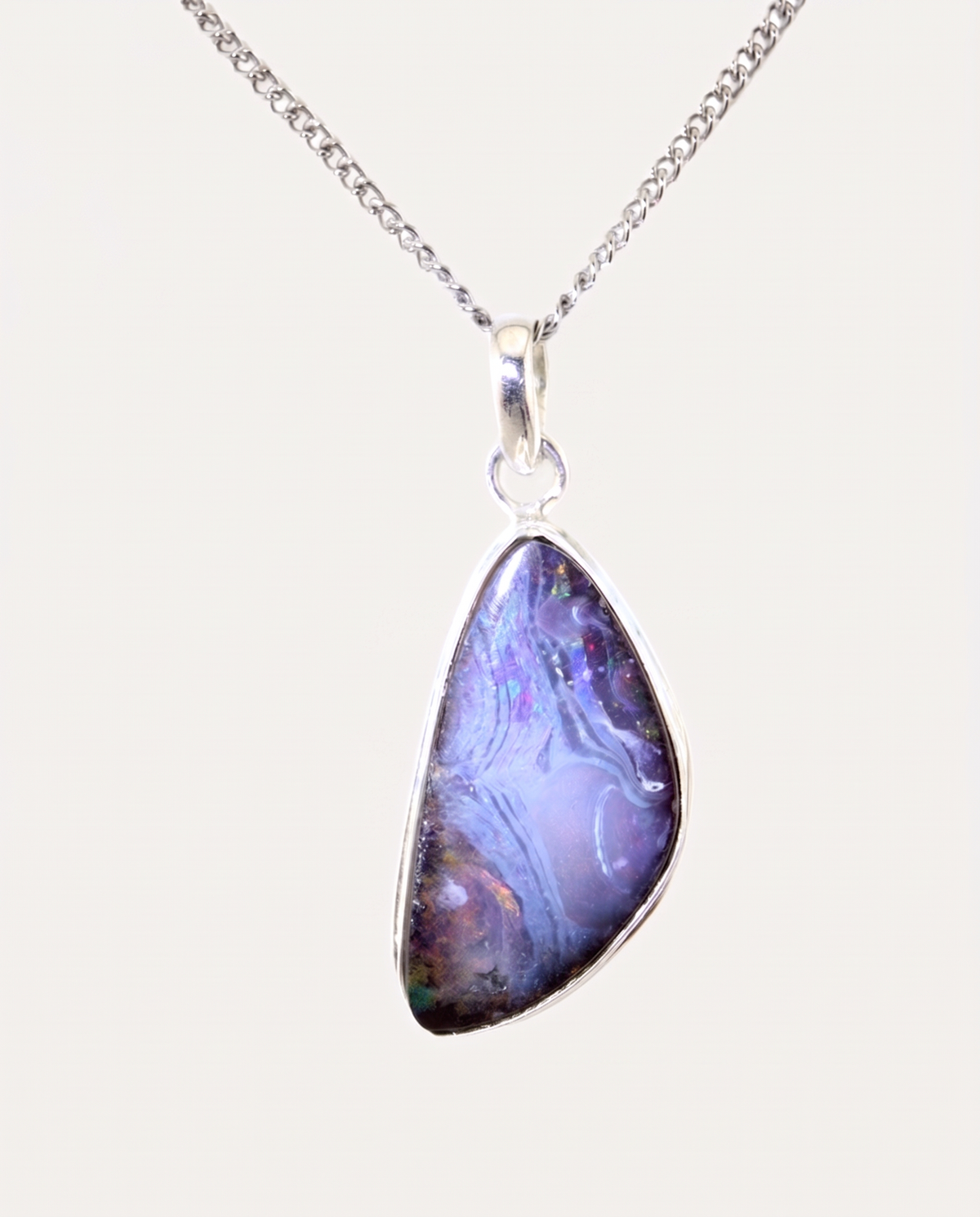 river flame solid australian opal necklace