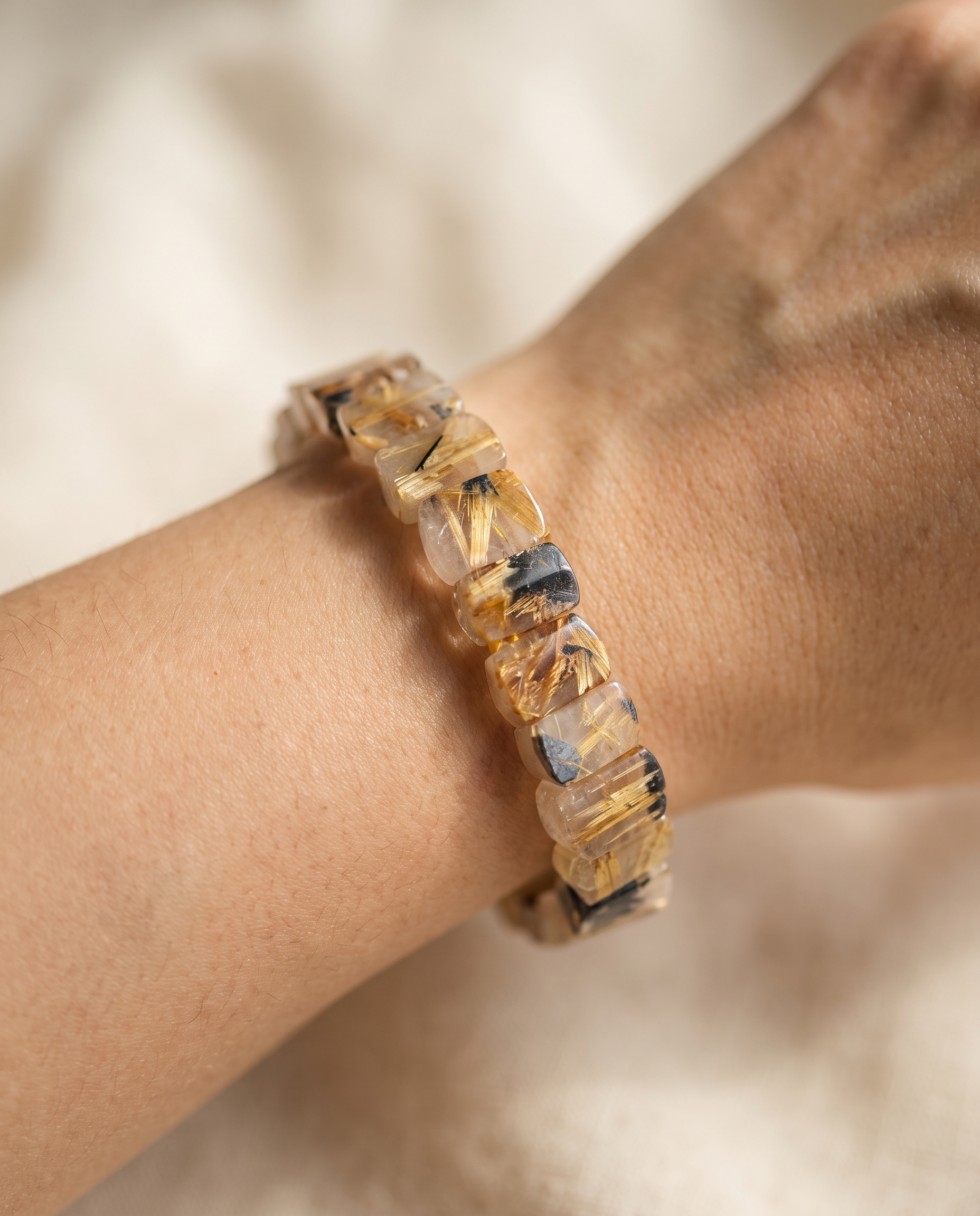 Rutilated Quartz Bracelet worn on wrist