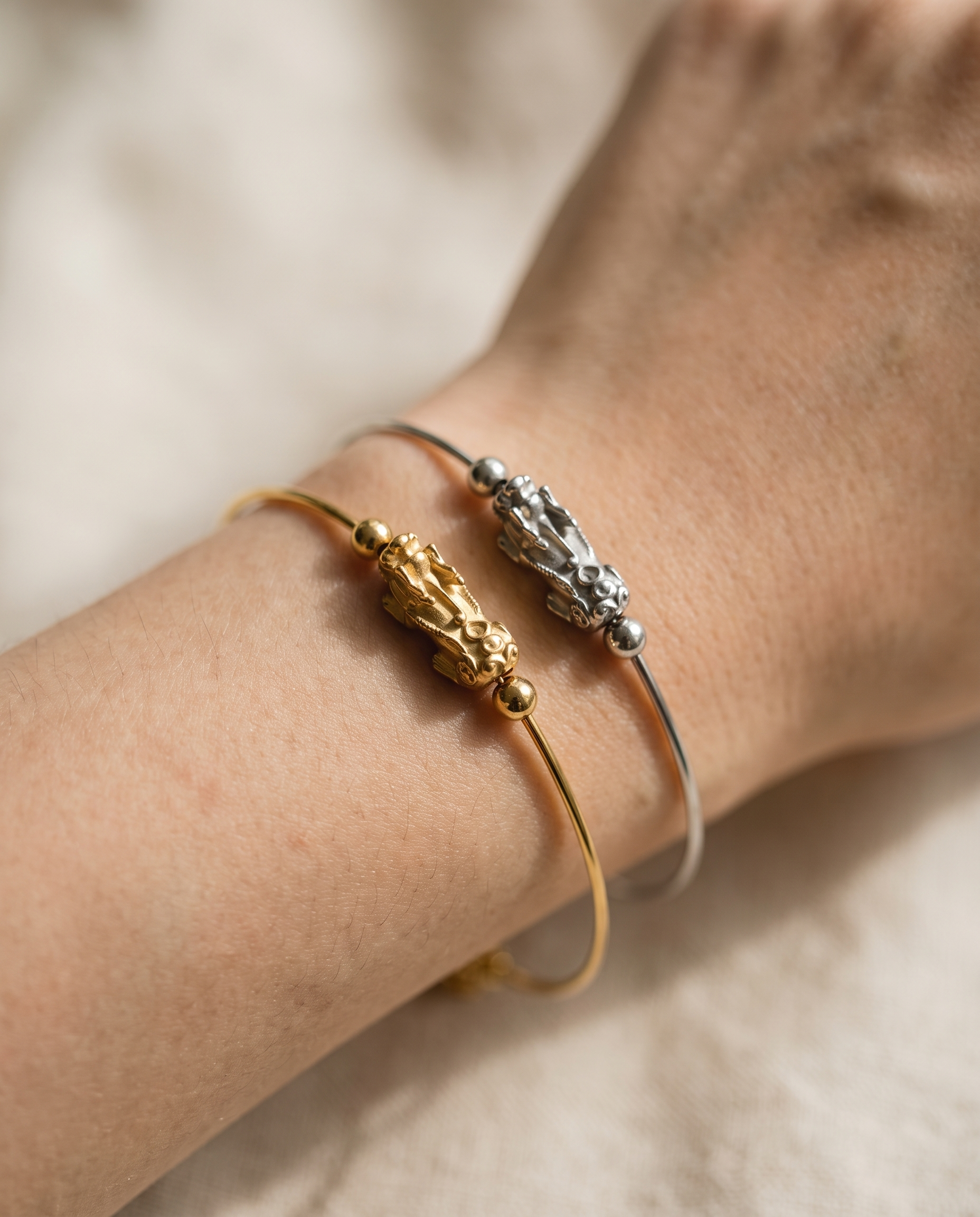 Pixiu Metal Bracelet worn on wrist
