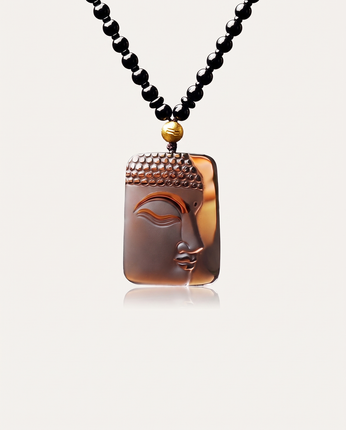 ice obsidian buddha face necklace