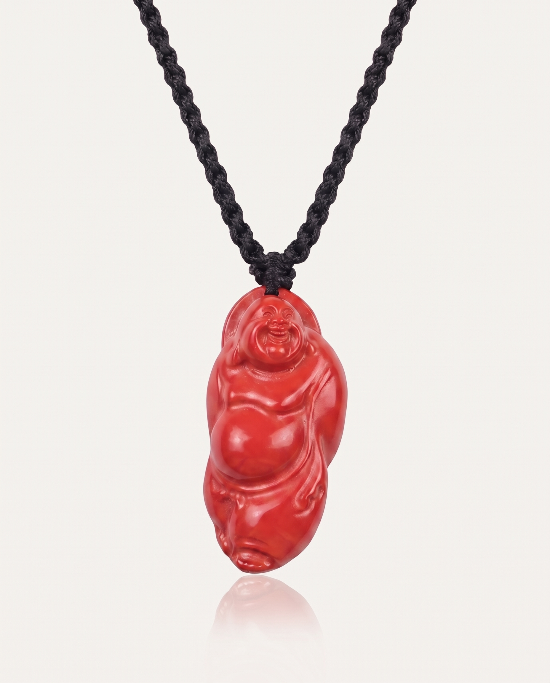 laughing buddha cinnabar pendant necklace