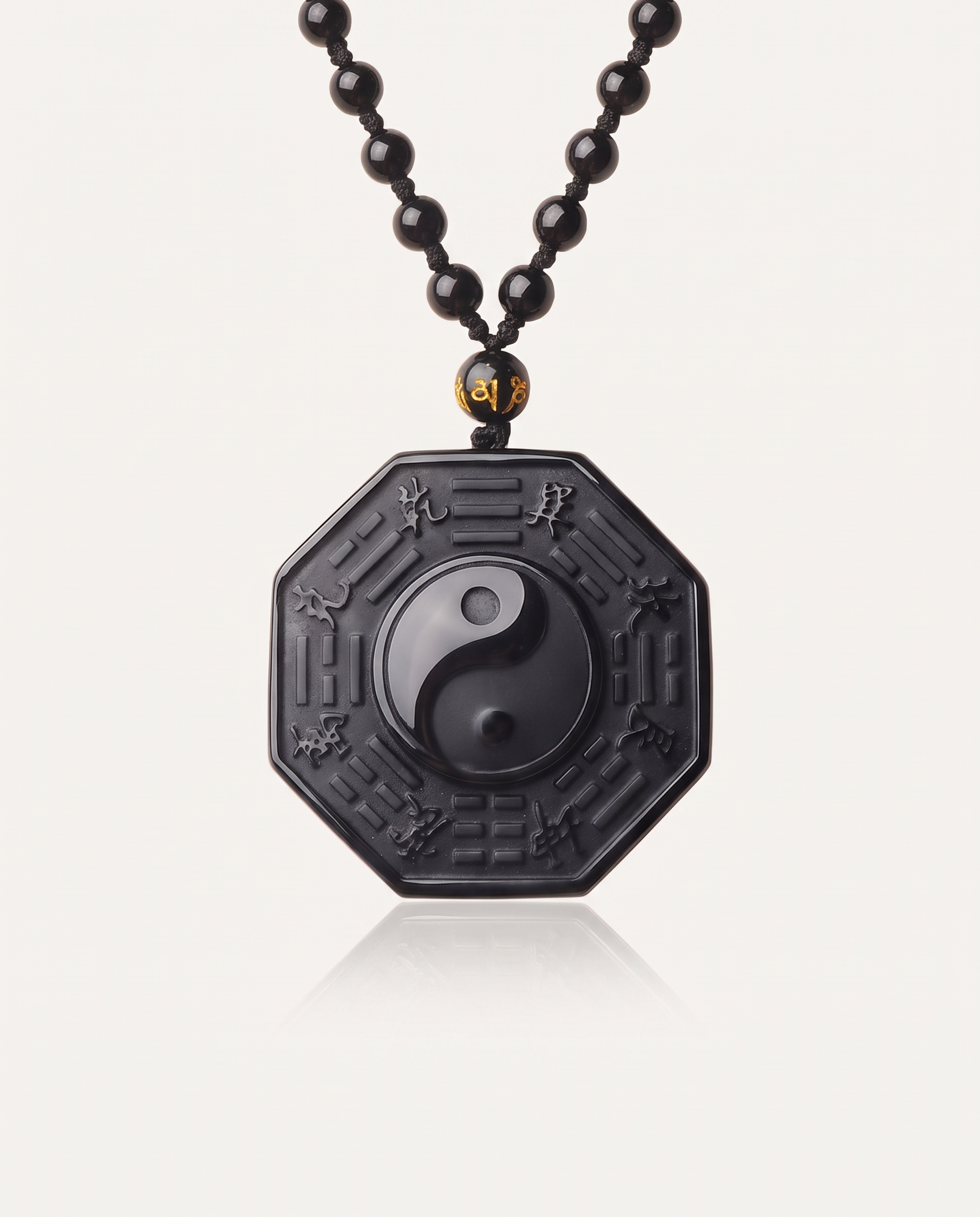 obsidian bagua pendant necklace