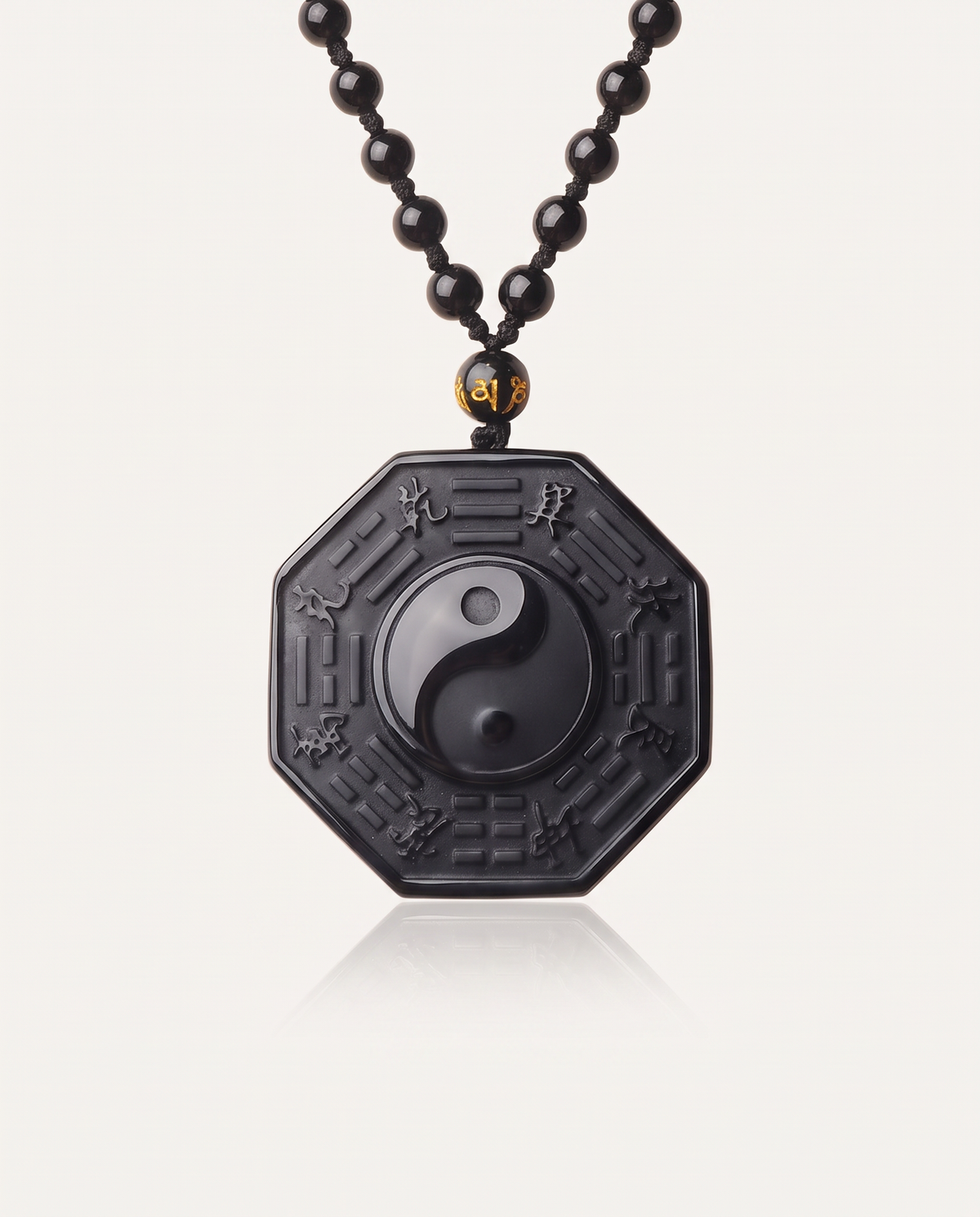 obsidian bagua pendant necklace