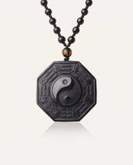 obsidian bagua pendant necklace