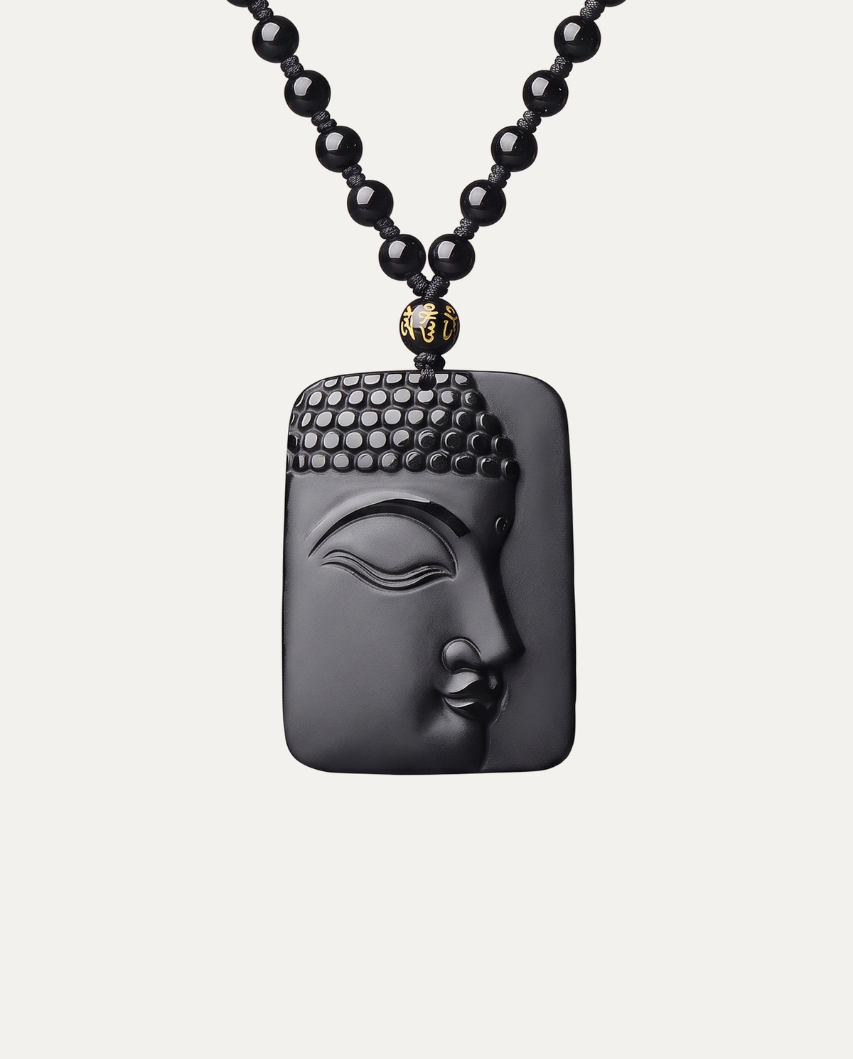 Obsidian Buddha Pendant Necklace