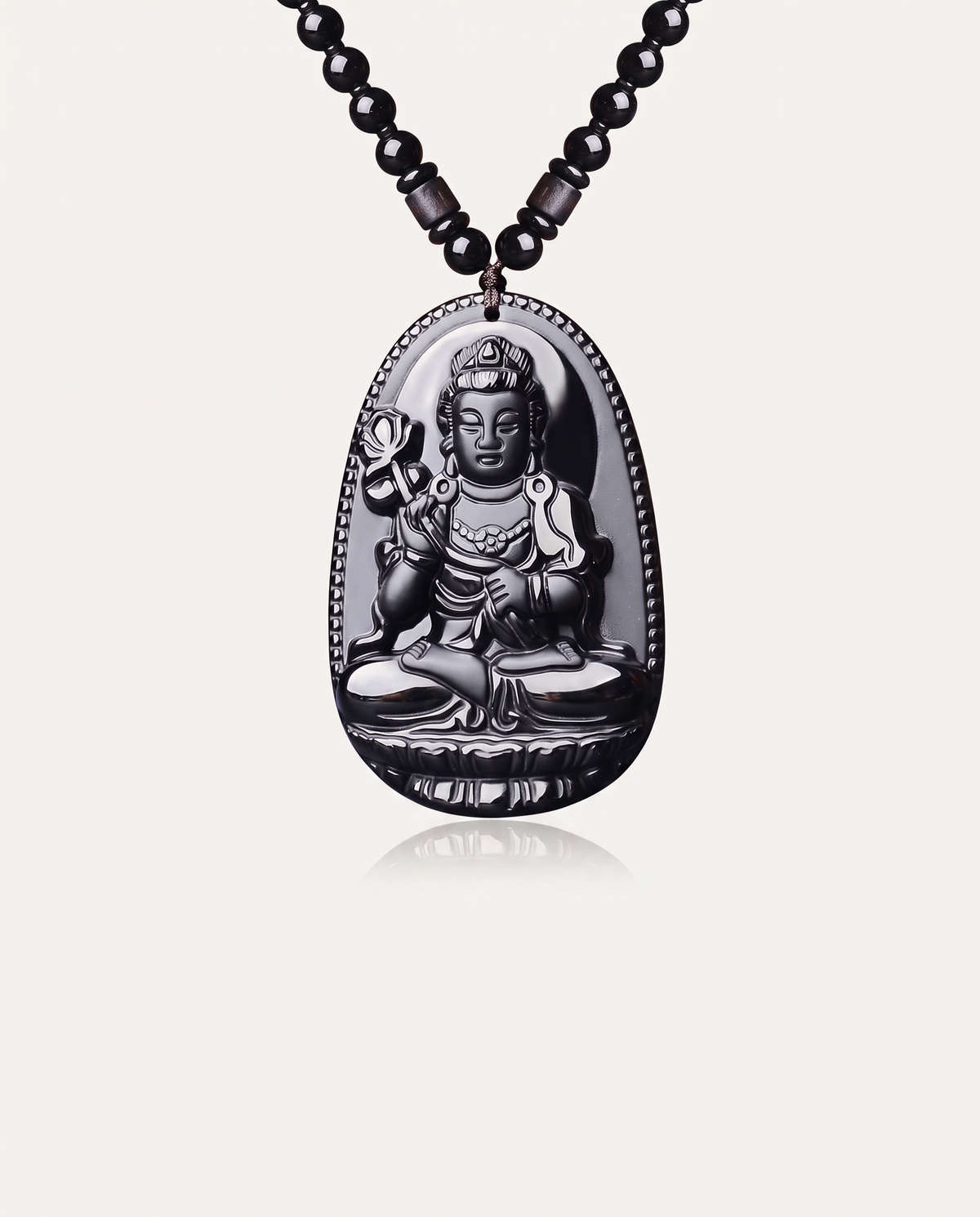 obsidian guardian buddha necklace mahasthamaprapta