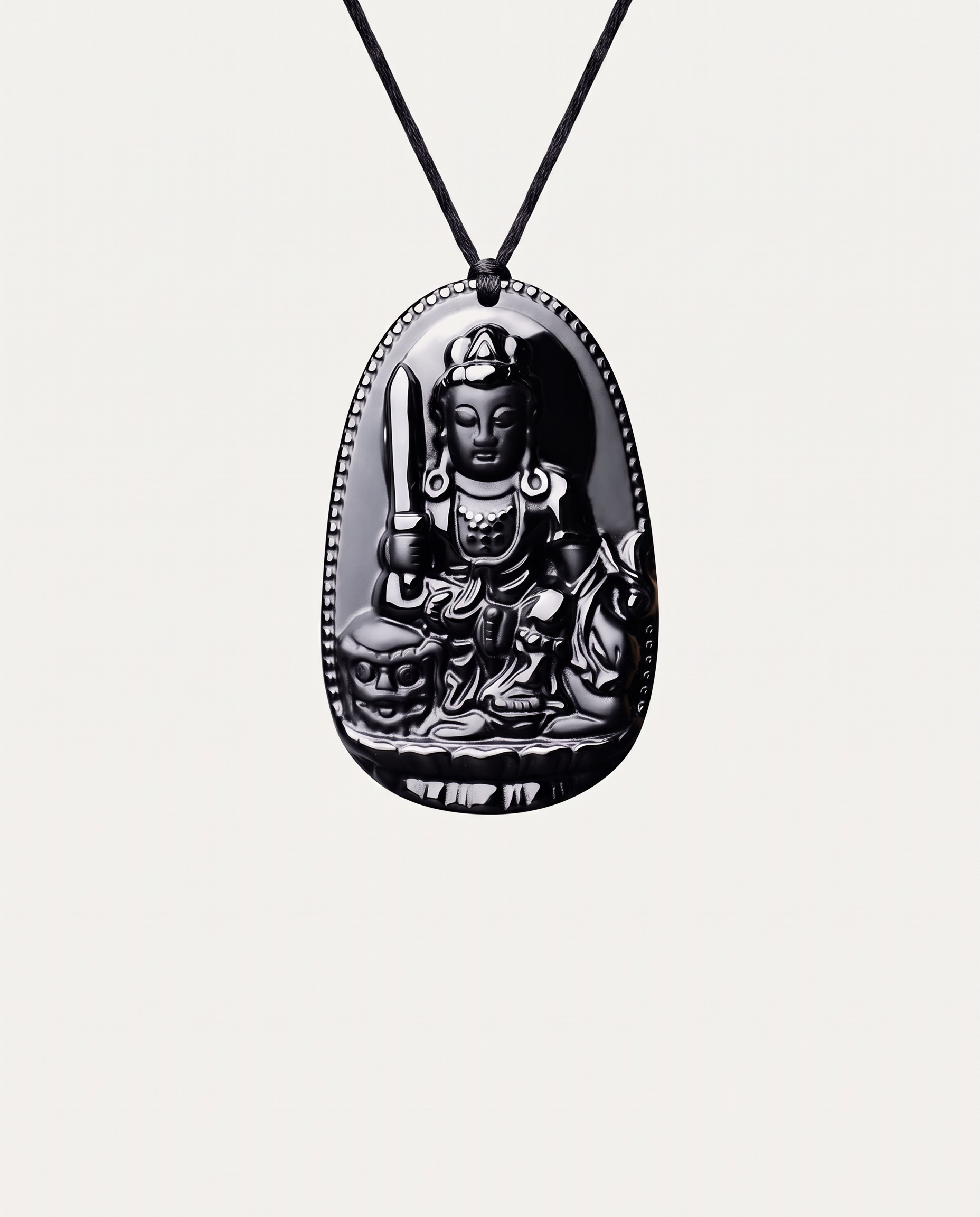 obsidian guardian buddha necklace manjushri