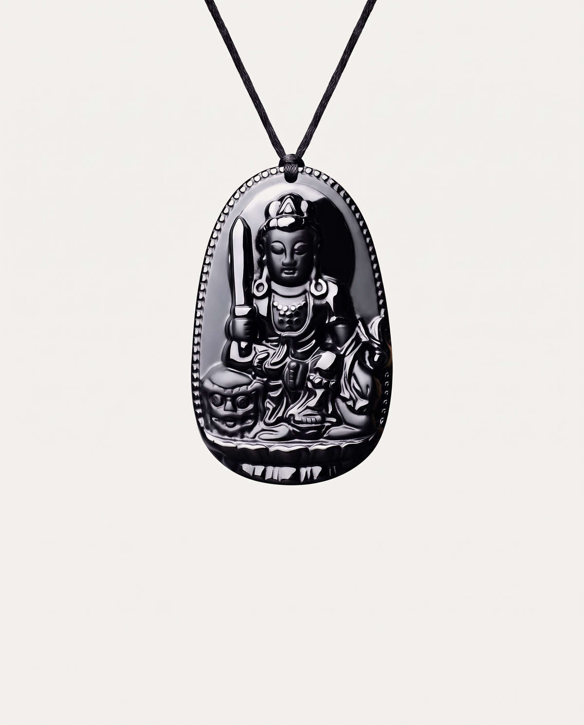 obsidian guardian buddha necklace manjushri