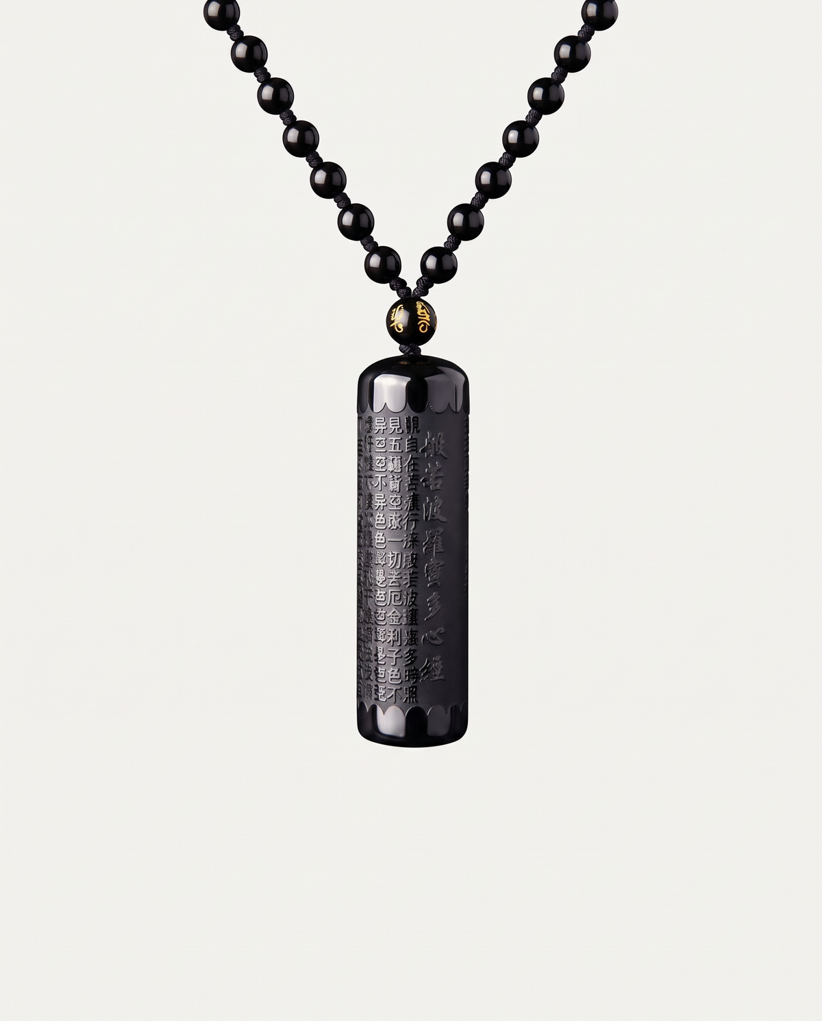 obsidian heart sutra necklace