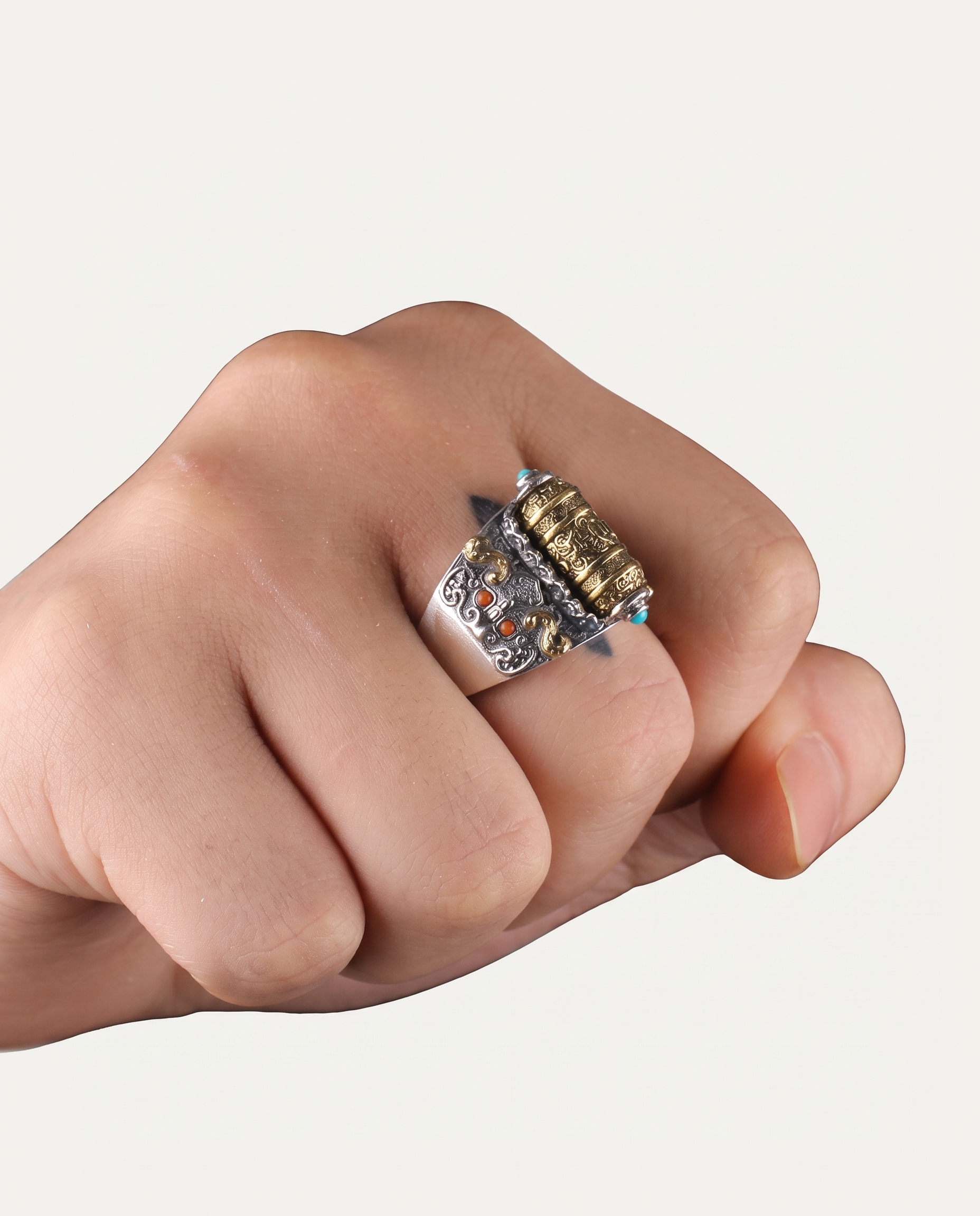 Prayer Wheel Mantra Ring