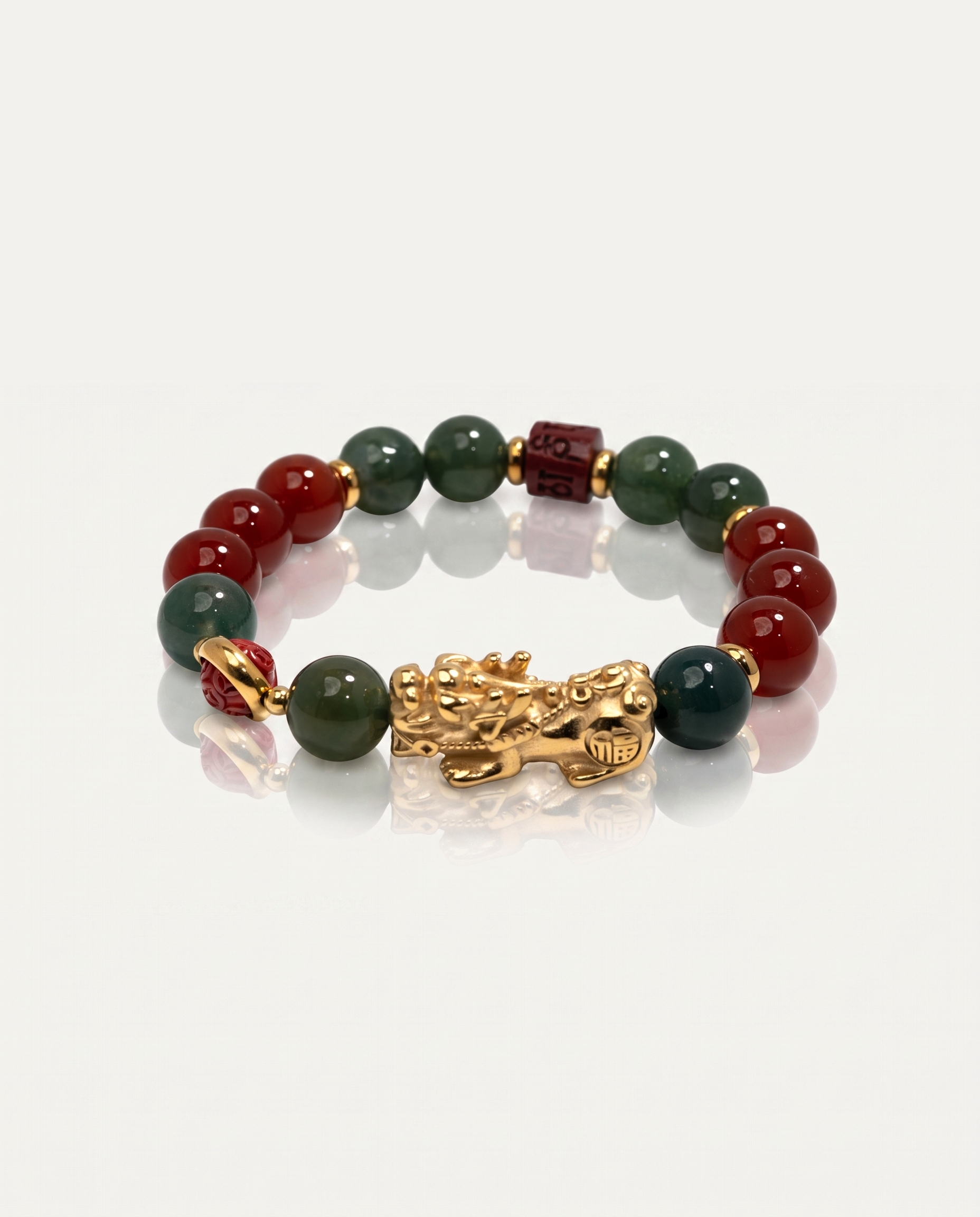 Prosperity Charm | Pixiu Jade & Red Agate Bracelet