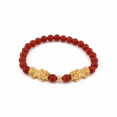 Fortune Charm | Mini Pixiu Dragon Red Agate Bracelet
