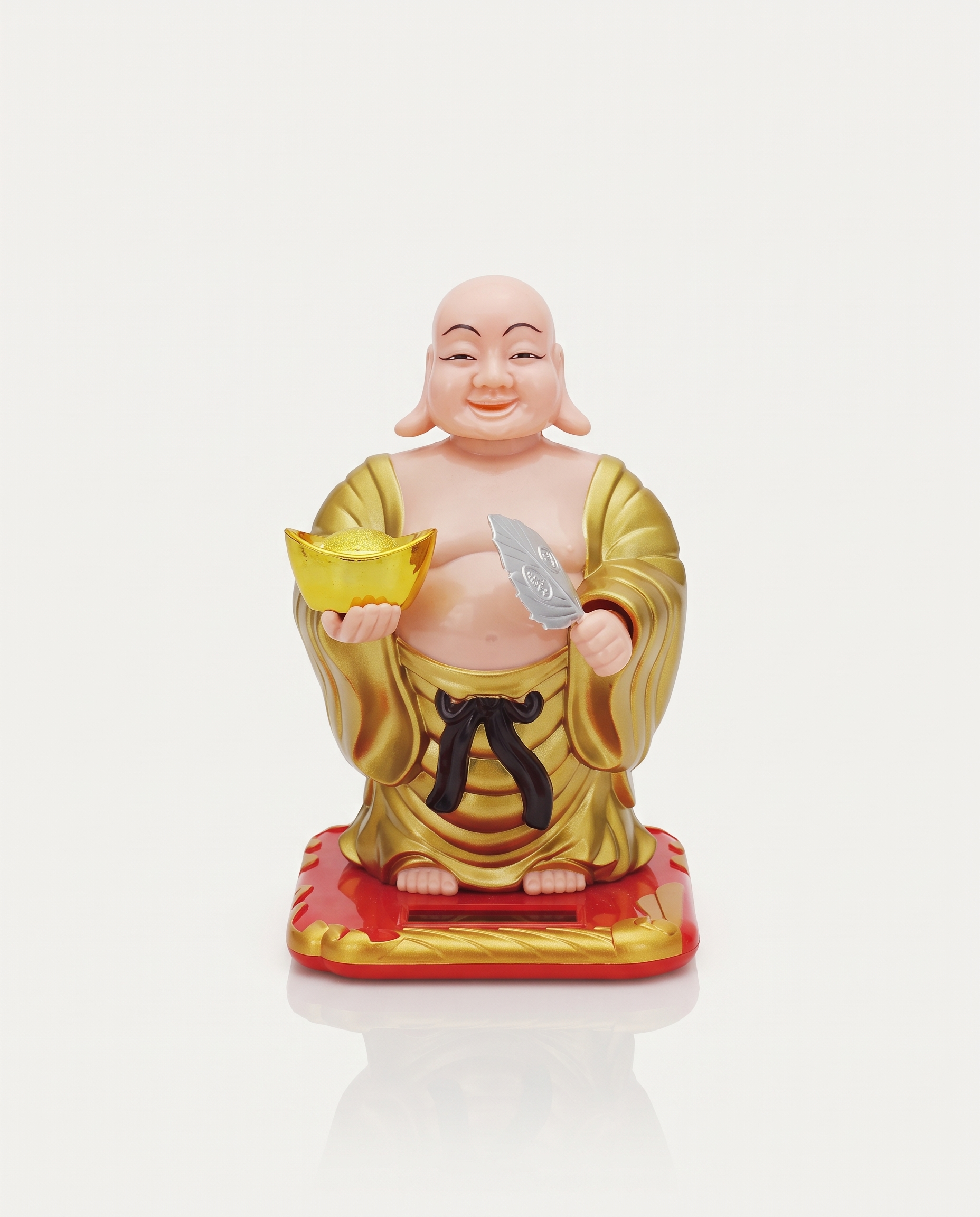 Solar Laughing Buddha medium with gold ingot