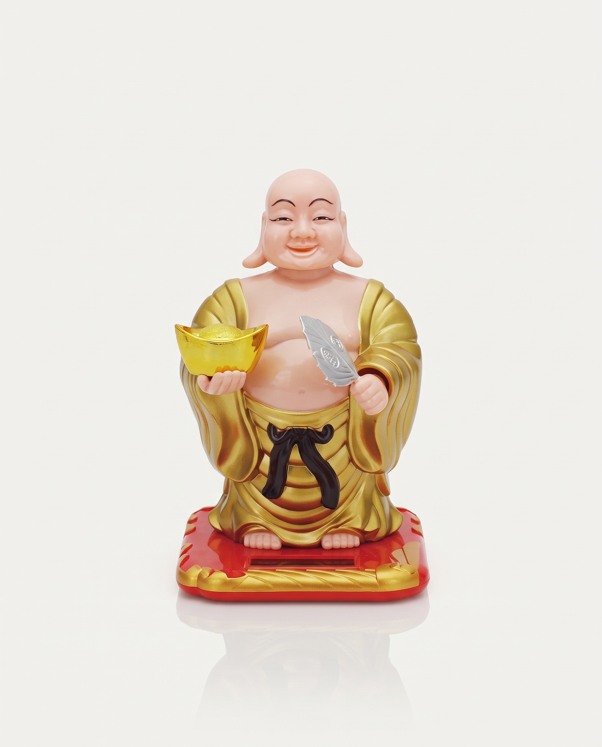 Solar Laughing Buddha medium with gold ingot