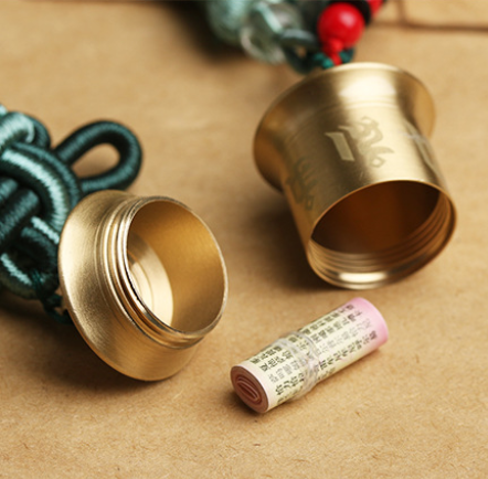 Tibetan Prayer Wheel Charm, detail view