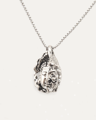 Two face Buddha titanium steel necklace, Silver