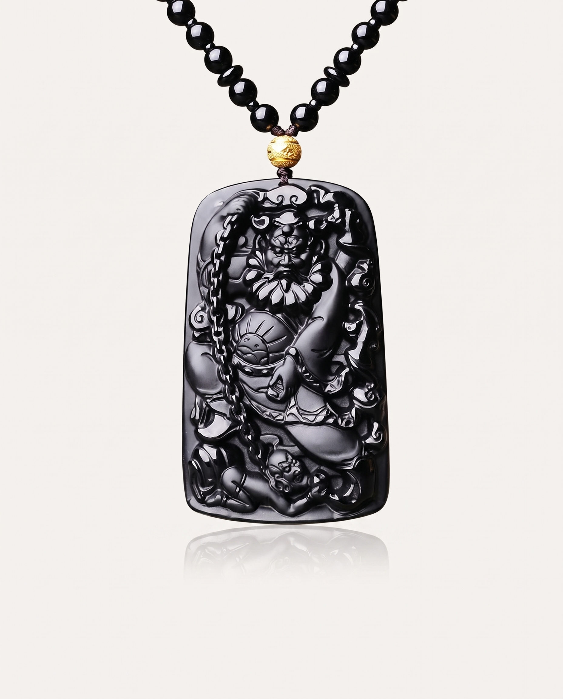 zhong kui obsidian pendant necklace