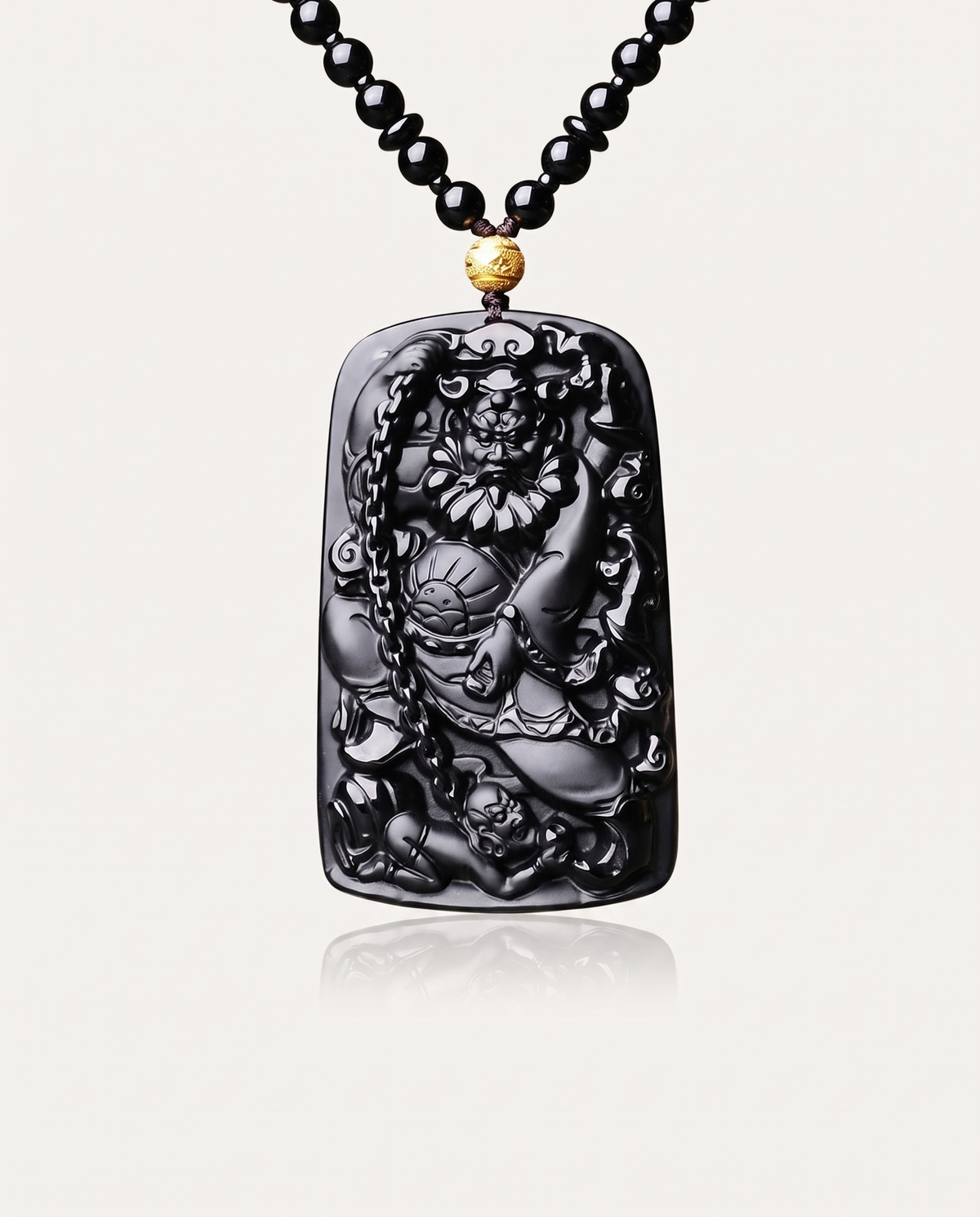 zhong kui obsidian pendant necklace