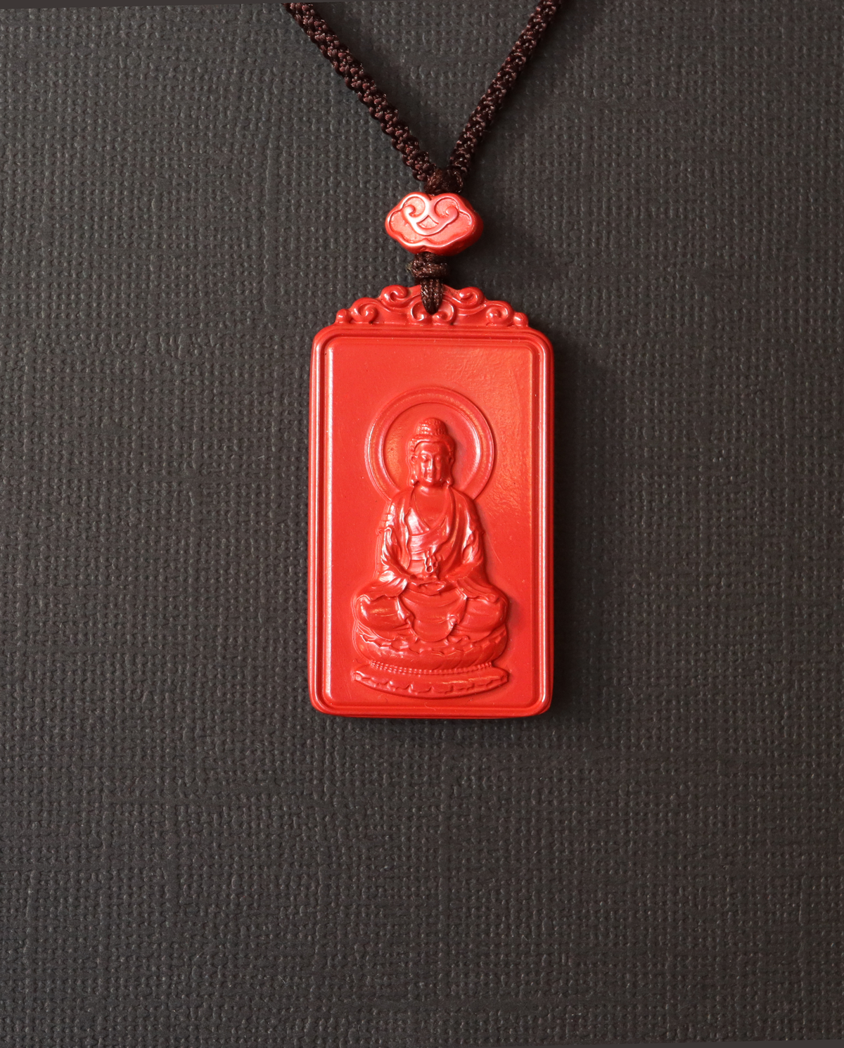 Goat zodiac cinnabar pendant necklace