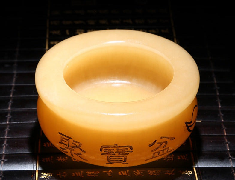 Natural Beige Jade Wealth Bowl