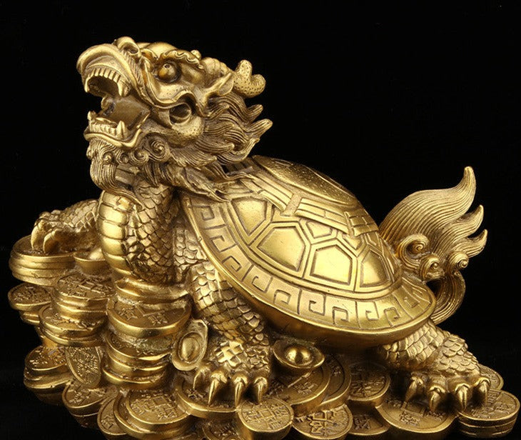 Brass Dragon Turtle Statue, additional angle