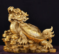 Brass Dragon Turtle Statue, detail view