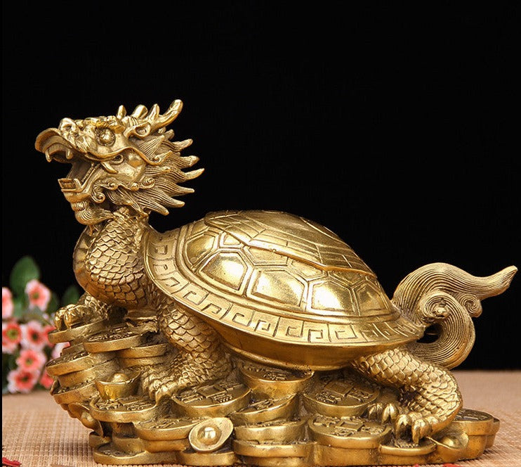 Brass Dragon Turtle Statue, alternate view
