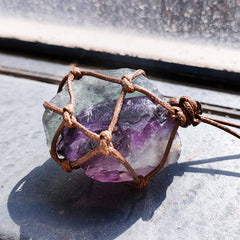 Fluorite Crystal Necklace, side view