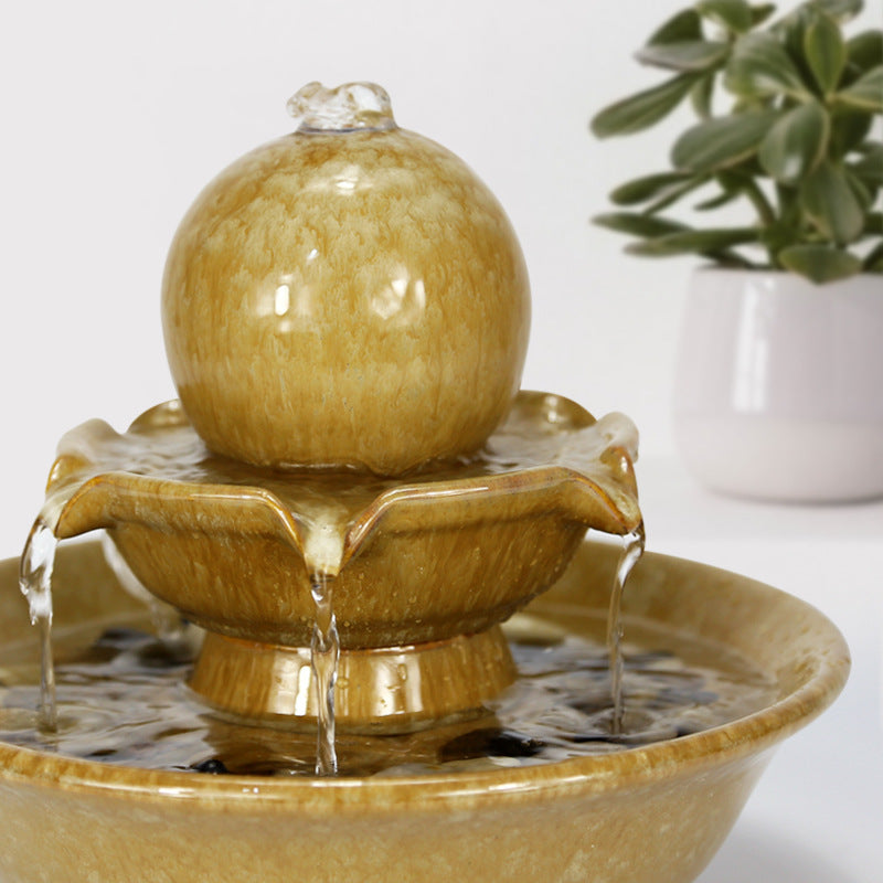 Beige Jade Water Fountain, side view