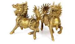 Brass Chi Lin - Pair, detail view