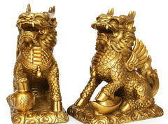 Brass Chi Lin - Pair, alternate view
