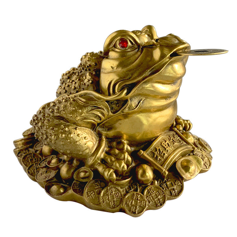 Brass Three Legged Toad, detail view