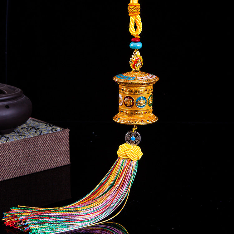 Rainbow Tibetan Prayer Wheel Charm, additional angle