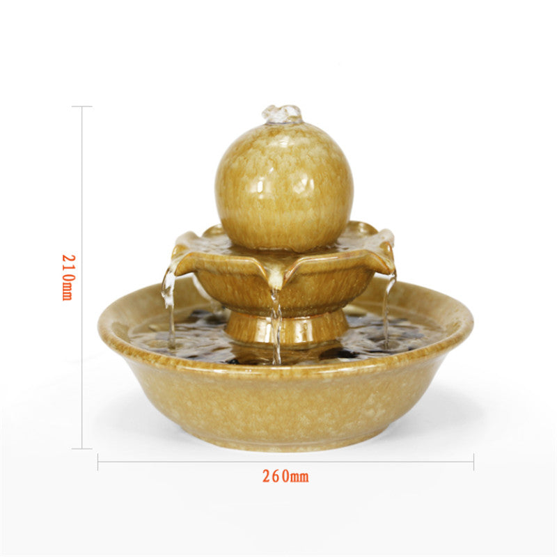 Beige Jade Water Fountain, back view