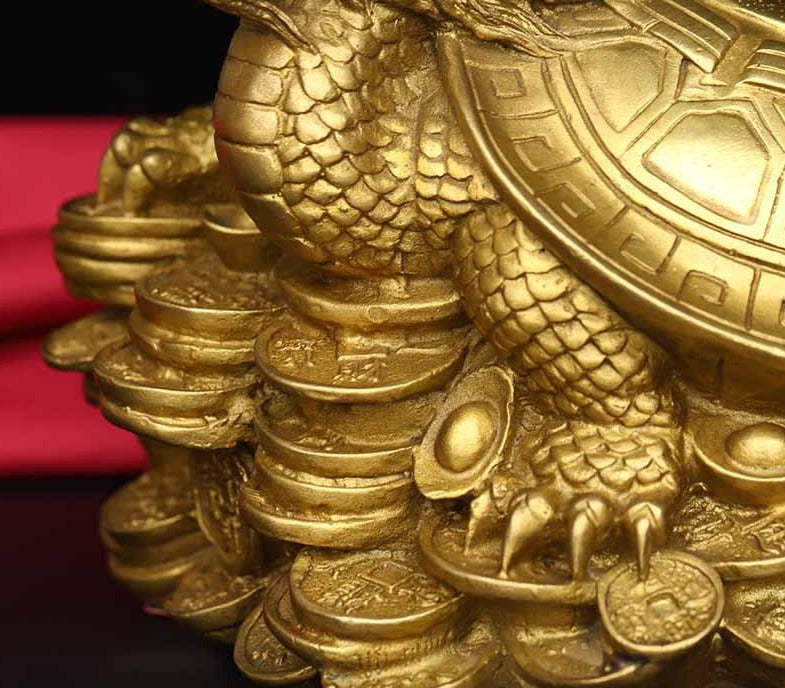 Brass Dragon Turtle Statue, back view
