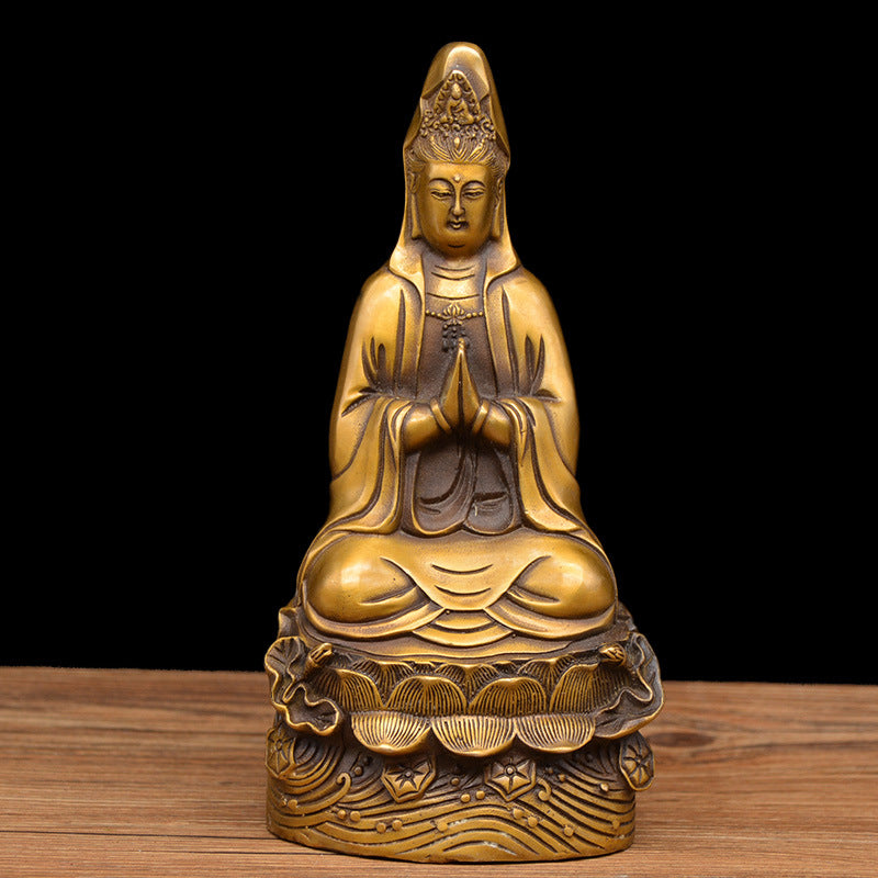 Brass Guan Yin Statue, alternate view