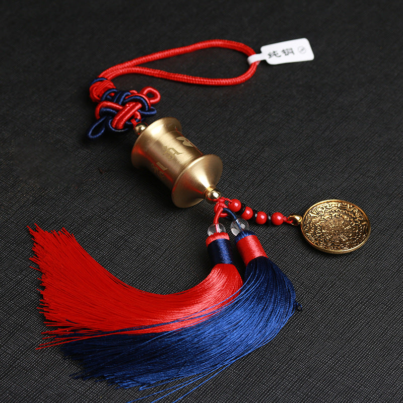 Tibetan Prayer Wheel Charm, close-up detail (2)