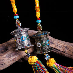 Rainbow Tibetan Prayer Wheel Charm, alternate view