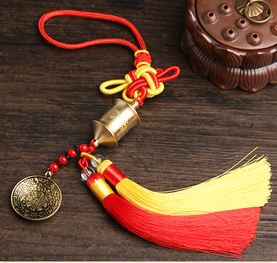 Tibetan Prayer Wheel Charm, back view